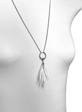 黑鸟原创羽毛项链黑白简约男女长吊坠小众流苏挂件简洁可拆卸耳环