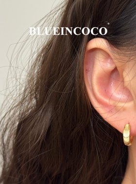 Blueincoco纯银925意大利工艺拉丝超闪波纹耳圈睡觉不摘小众耳环