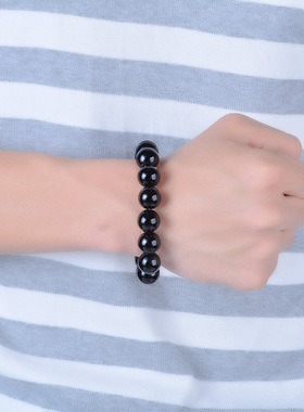 情侣黑曜石简约风单圈手链