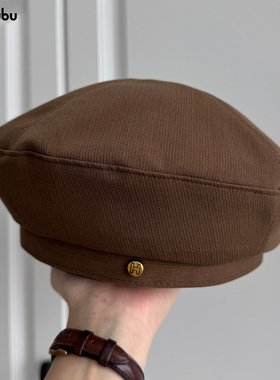 omububu新款贝雷帽女蓝色画家帽