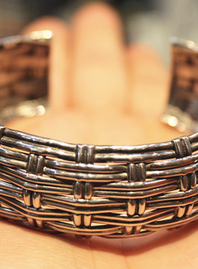 海外编织足银手链古董首饰