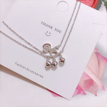 Hong Kong Zhengsheng sterling silver s925 double-layer wood horse bell anklet women personalized silver bracelet jewelry internet celebrity anklet