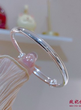 香港正生正品足银9999光面推拉纯银手镯手环礼物首饰轻奢送女友妈