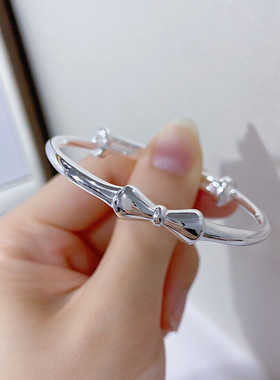 正品香港蝴蝶结银饰9999女