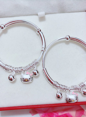 kt猫足银俏皮风小公主推拉手镯