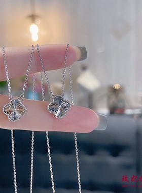 香港正生正品双面四叶草s925纯银项链女手环礼物首饰轻奢高级感锁