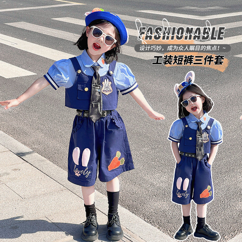 Girls Judy Rabbit Officer Three Piece Suit Summer Nick Disney Spring Autumn Men's Garden Birthday Dress Performance
