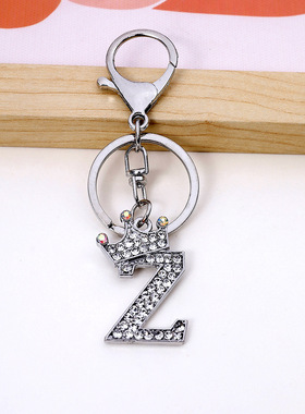 【JZ128】镶钻闪钻锌合金26英文字母钥匙扣女欧美韩款时尚包包挂