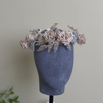 Beauty High Original Handmade Flower Ring Bridal Head Ornament Makeup and makeup Painting Oil Painting with a Exterior View Brigade Shoot