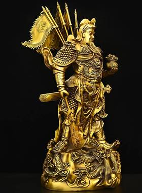 铜关公关二爷摆件纯铜武财神佛像客厅供奉神像关羽武圣关公像开业