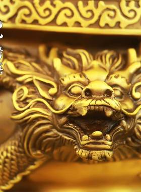 纯黄铜香炉摆件九龙家用供佛室内供奉香烧香熏香炉特大号客厅桌面