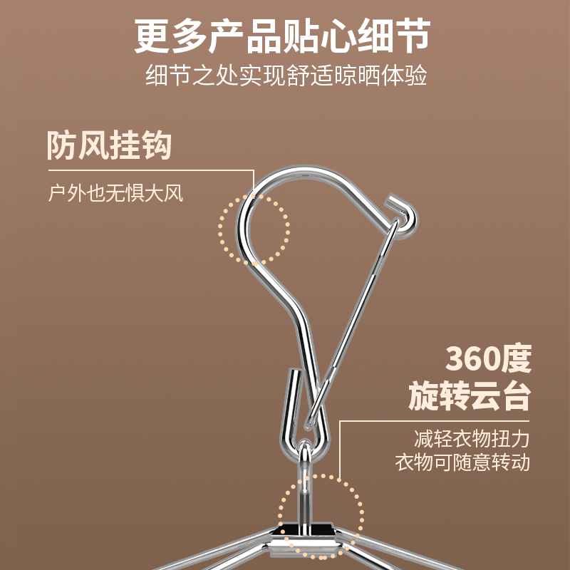 oasiswj不锈钢晾衣架夹子多功能304晒袜子夹尿布圆形圆盘防风内衣 - 图3