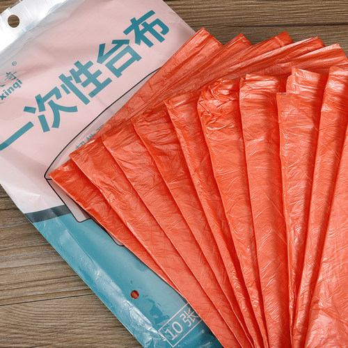一次性桌布塑料薄膜透明防水家用饭店餐厅结婚红色加厚大圆桌台布 - 图2