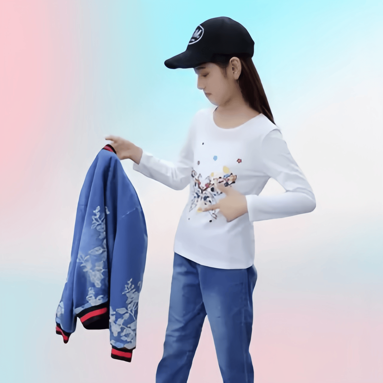 女童时尚牛仔套装新款中大童纯棉立体刺绣拉链休闲春秋韩版两件套,淘宝优惠券,粉丝福利购,淘宝优惠卷