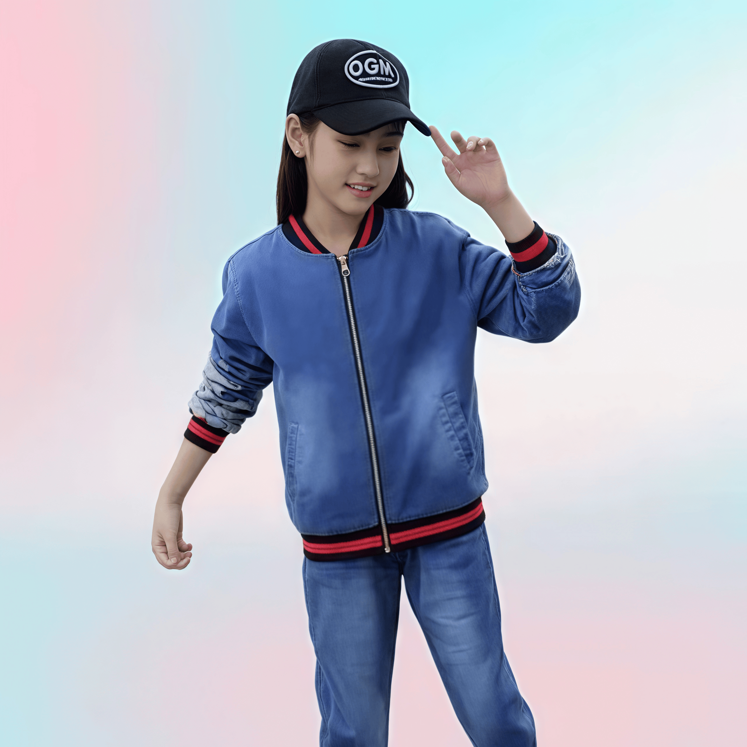 女童时尚牛仔套装新款中大童纯棉立体刺绣拉链休闲春秋韩版两件套,淘宝优惠券,粉丝福利购,淘宝优惠卷