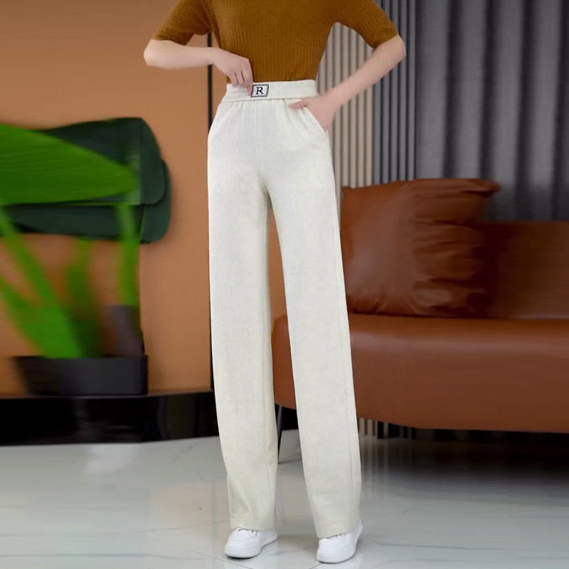 燕麦色窄版阔腿裤女2025春秋新款高腰显瘦雪尼尔宽松休闲直筒裤子,淘宝优惠券,粉丝福利购,淘宝优惠卷