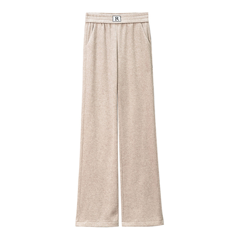 燕麦色窄版阔腿裤女2025春秋新款高腰显瘦雪尼尔宽松休闲直筒裤子,淘宝优惠券,粉丝福利购,淘宝优惠卷