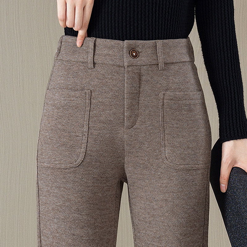 羊毛呢微喇裤女士2025秋冬季新款高腰加绒加厚毛呢小个子喇叭裤子,淘宝优惠券,粉丝福利购,淘宝优惠卷