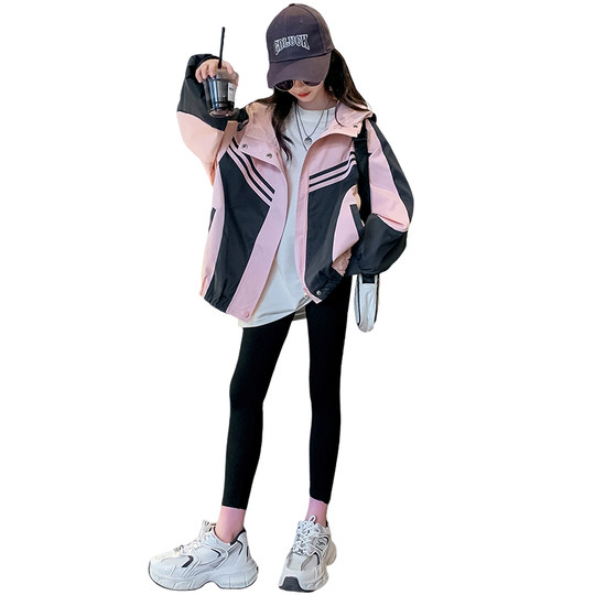 女童秋装外套2025新款秋冬款风衣大童洋气加绒上衣女孩儿童冲锋衣