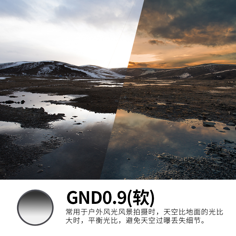 Kase卡色 GND0.9 中灰渐变镜 40.5 43 46 49 52 55 58 62 67 72 77 82mm 适用于佳能尼康索尼富士 相机滤镜 - 图1