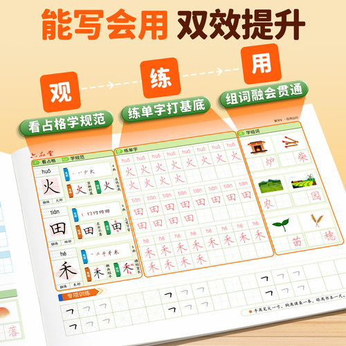 2026新版同步字帖小学生专用练字帖一年级练字二年级三上册下语文教材人教版四五六每日30字楷书练习本儿童【六品堂乐写字规范字】 - 图1