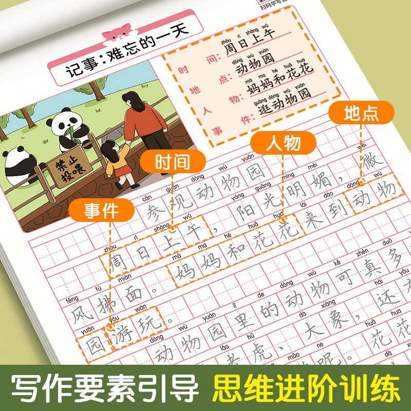 看图写话二年级练字帖小学生专用字帖每日一练上册下册专项训练语文人教版儿童楷书提高作文钢笔临摹练习硬笔书法练字本看图说话-图1