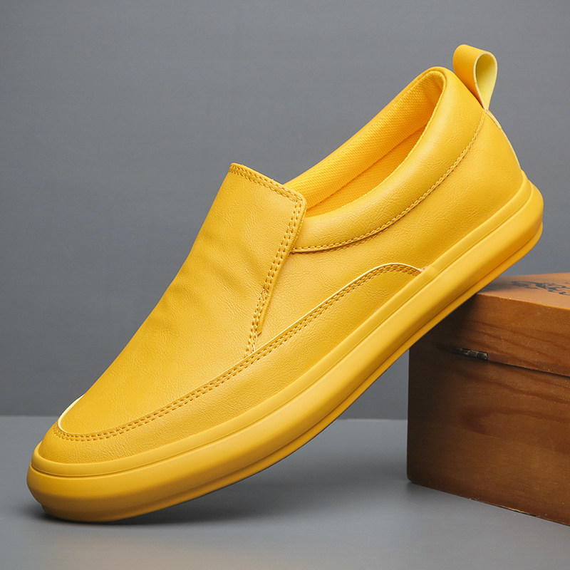 春秋男休闲鞋皮面一脚蹬防水防滑板鞋青年低帮潮流简约男鞋,淘宝优惠券,粉丝福利购,淘宝优惠卷