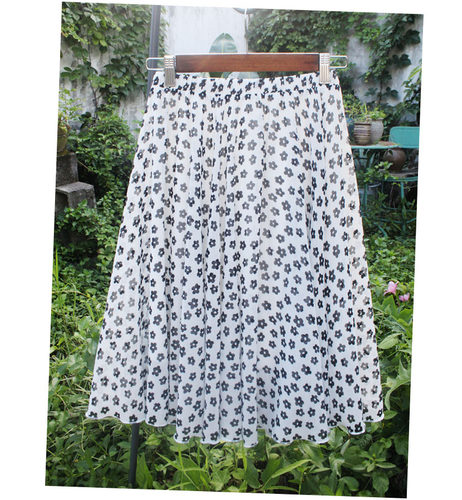 锦衣自制 小碎花清新雪纺裙中长裙半身裙子伞裙a字印花短裙大摆裙 - 图0