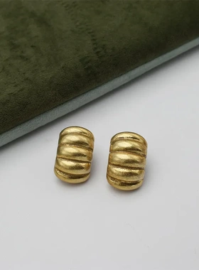 中古Vintage文艺复古编织网格菱形项链耳钉套装女士几何菱形套装