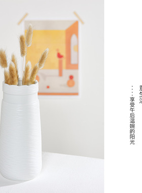 SuMai简约陶瓷花瓶白色小清新干花满天星现代客厅北欧摆件花插