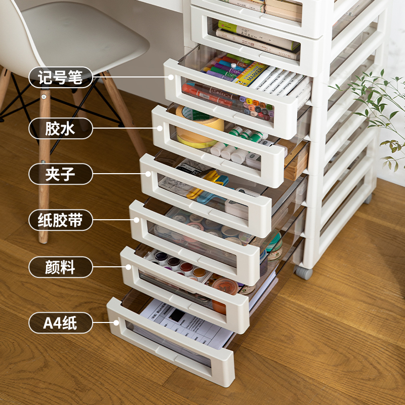 日本霜山抽屉式收纳柜B4办公室文件柜手账文具储物柜化妆品整理柜-图1
