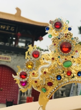 手工水钻五佛帽观世音菩萨佛祖地藏王清水三坪祖师神明头饰帽子