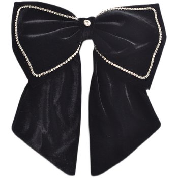 Retro black bow brooch velvet dress decorative brooch with diamond heavy coat brooch 2023 ຮູບແບບໃຫມ່