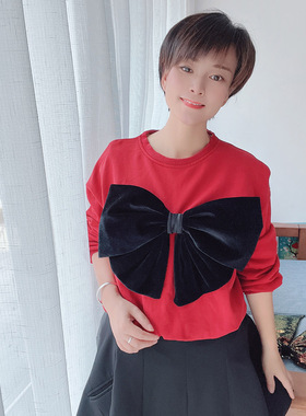 胸前大蝴蝶结胸针丝绒装饰衣服带别针卫衣连衣裙配饰黑色发夹发饰