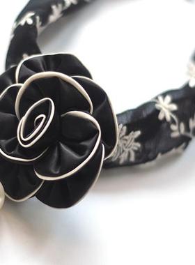 手工花磁扣丝巾项链新款