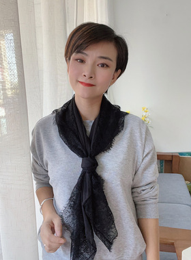 睫毛蕾丝桑蚕丝真丝中方巾