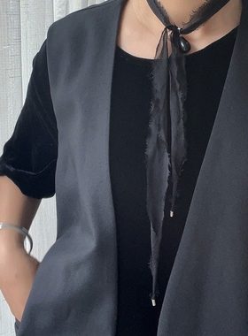 毛边小众设计感真丝项链丝巾