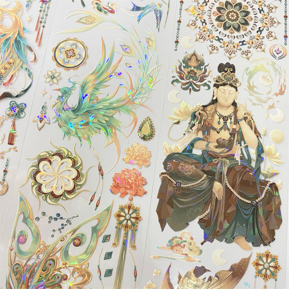 手帐分装胶带o41敦煌一梦野香蕉琵琶狐PET古风素材账流麻贴纸咕卡,淘宝优惠券,粉丝福利购,淘宝优惠卷