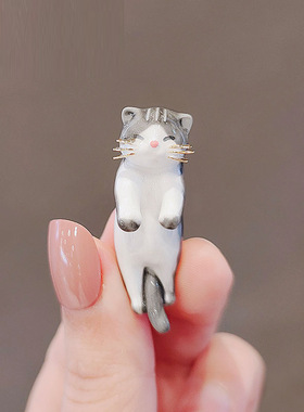 URZEGL防走光灰色小猫咪胸针