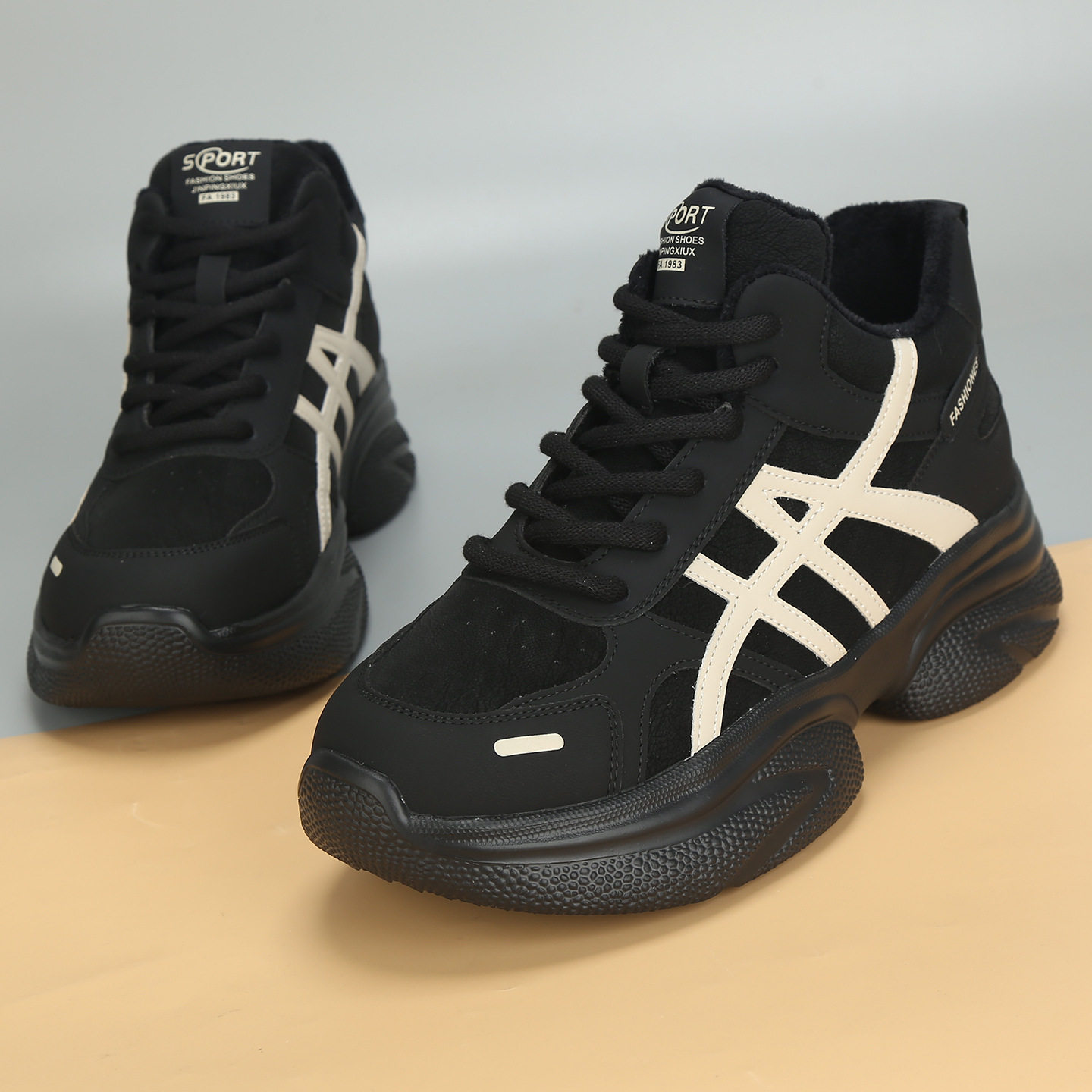 2025冬季新款大码女鞋41到43加肥加绒高帮运动休闲老爹鞋大号,淘宝优惠券,粉丝福利购,淘宝优惠卷