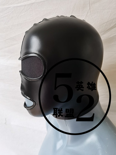 52英雄联盟  PU皮 黑色网眼 开嘴 短款拼接头套定制 无拉链 - 图0