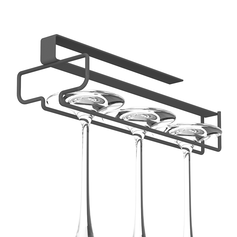 酒柜酒杯架悬挂倒挂轻奢高档吧台餐边柜内免打孔吊挂金属高脚杯架 - 图3