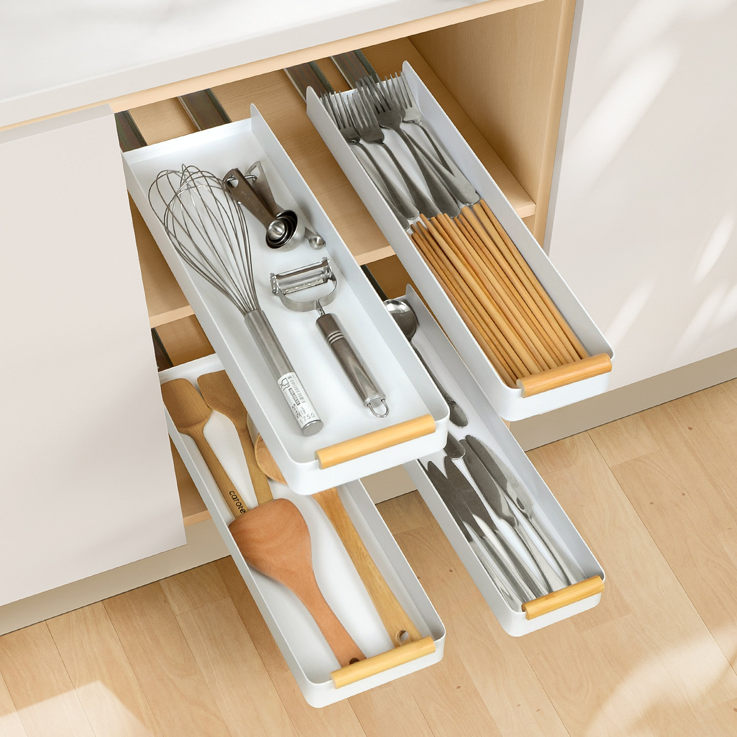 勺子铲子置物架抽拉式橱柜内抽屉式拉篮厨房极窄柜刀叉勺收纳架子,淘宝优惠券,粉丝福利购,淘宝优惠卷