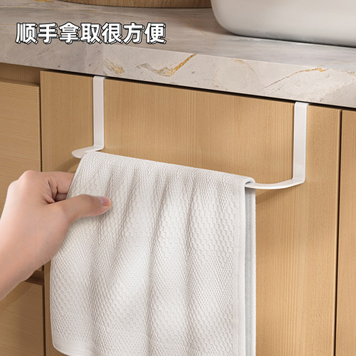 浴室毛巾架免打孔镜柜下凉毛巾杆洗手间擦手巾架厨房柜门抹布挂架 - 图3