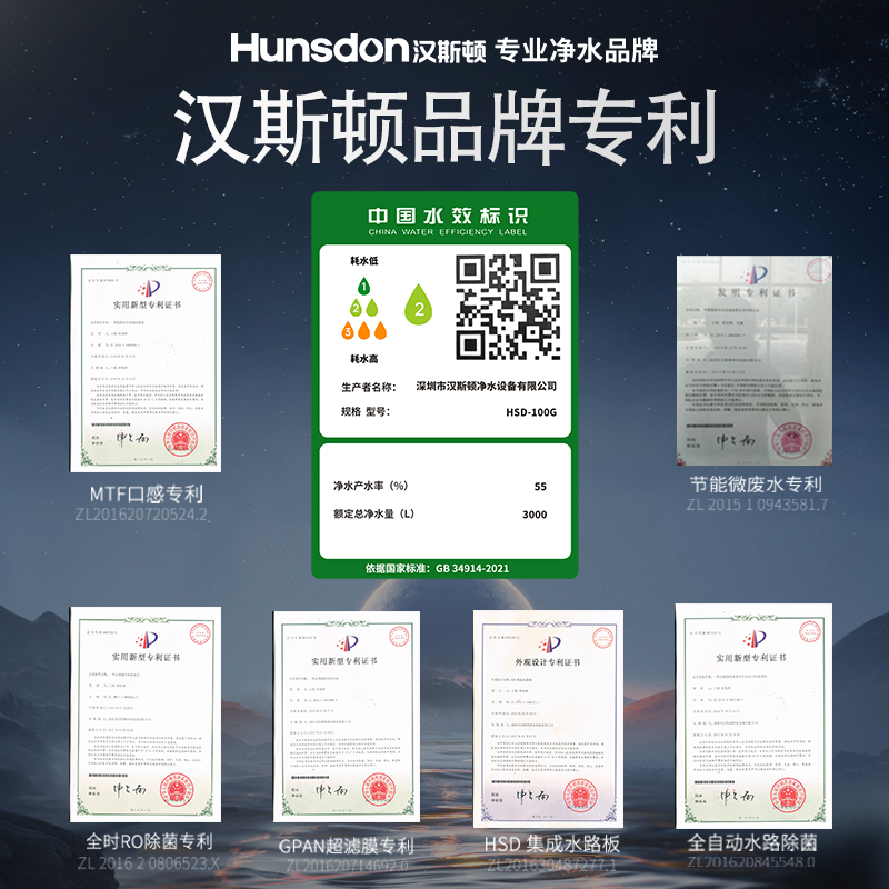 汉斯顿净水器家用直饮D3净水机厨房自来水过滤器ro反渗透纯水机