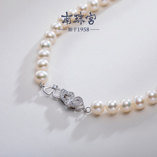 南珠宫蝶缘925银淡水珍珠项链年轻款生日礼物送礼女C-HJX147SD-Y - 图3