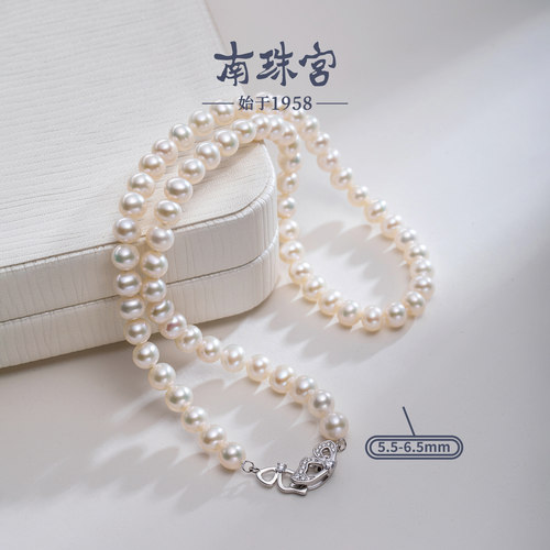 南珠宫蝶缘925银淡水珍珠项链年轻款生日礼物送礼女C-HJX147SD-Y - 图2