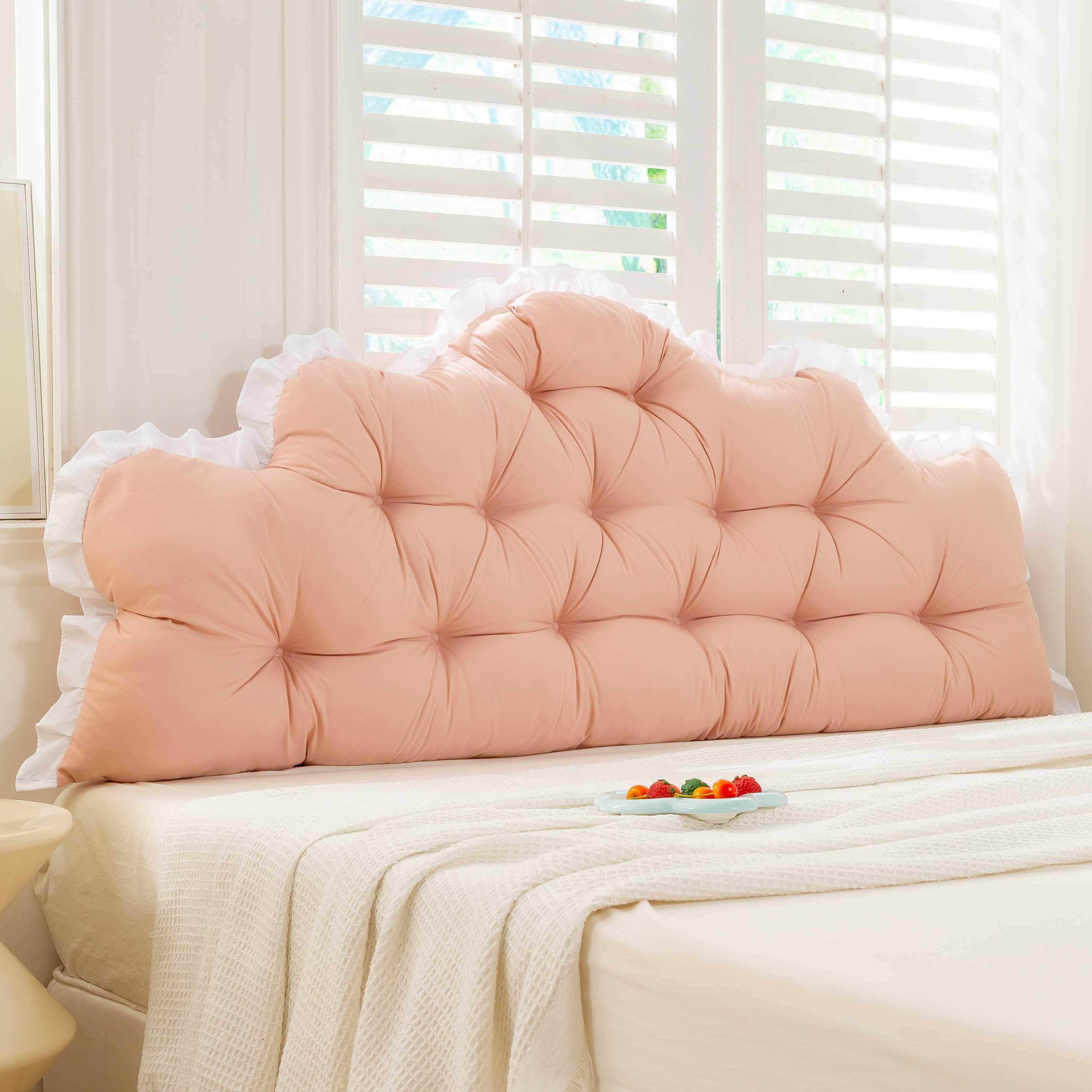 浅粉宿舍床头靠垫公主风床上靠枕卧室榻榻米软包靠背防撞软垫绑带,淘宝优惠券,粉丝福利购,淘宝优惠卷