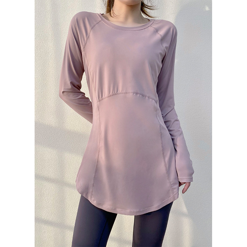 瑜伽服女上衣长袖遮屁股收腰遮肉显瘦长款打底衫速干运动健身t恤,淘宝优惠券,粉丝福利购,淘宝优惠卷