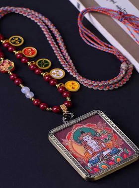 女朱砂彩绘唐卡吊坠挂件高档精品
